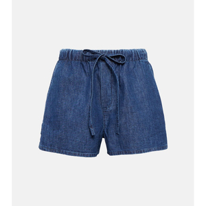 Short en jean pour femme de haute qualité avec poches à boutons en coton avec cordon de serrage en dentelle respirant et lavé du Pakistan - Product Image 1
