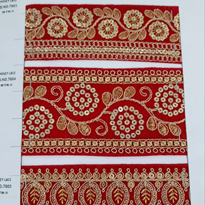 Tissu en dentelle brodée florale colorée vibrante et détaillée avec des motifs complexes, parfait pour la mode haut de gamme - Product Image 1
