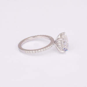 Anillo de claridad VVS de diamante cultivado en laboratorio Halo de corte ovalado y redondo 14KT oro blanco sólido propuesta de compromiso clásica joyería - Product Image 6