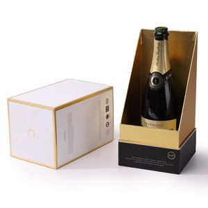 Caja de transporte de regalo de vino tinto de lujo Premium, embalaje de cartón personalizado con grabado para whisky, ron, lámina dorada, impresiones de bebidas - Product Image 2