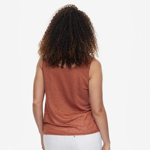 Top sans manches d'été avec col rond pour femmes, coupe ample, en jersey de coton 100%, couleur marron, à vendre à bas prix - Product Image 4