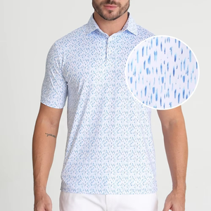 Nouveau polo de golf de style vintage de haute qualité pour hommes imprimé par sublimation en tissu tricoté Design à motif - Product Image 4