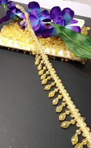 100% Metallic Yarn Fancy Indian Lace Trim Border Bullion Fringe Beads 1 Piece MOQ Wholesale - Product Image 5