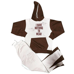 Conjuntos de chándal de entrenamiento de la mejor calidad para hombre Sudaderas con capucha desgastadas con lavado ácido y chándal acampanado apilado en colores sólidos - Product Image 1