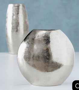 Ensemble de vases à fleurs en aluminium de luxe faits à la main martelés en gros Grand vase texturé rond/forme de lune Décoration pour hôtel Mariage Salon - Product Image 4