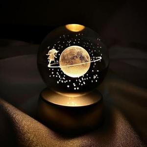 Globo di vetro saturno 3D illuminato