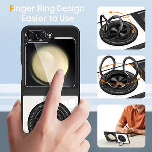 Funda con Anillo Magnético para Samsung Galaxy Z Flip7 2025 con Soporte Giratorio Verde - Product Image 3