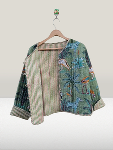 Blouson bombardier Boho en velours de luxe unisexe Animal décalé Safari vert Chic boléro style urbain pour l'hiver Noël décontracté - Product Image 6