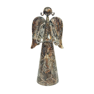 Figurine d'ange décorative bleue, sculpture artisanale, ange artistique pour la décoration de la pièce, décoration, ornement, design d'ange, fée en métal - Product Image 3