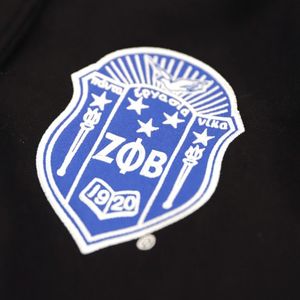 Zeta Phi Beta Sorority Varsity Giacca nero blu pile Letterman stile personalizzato ricamato stile vita greco abbigliamento collegiale - Product Image 4