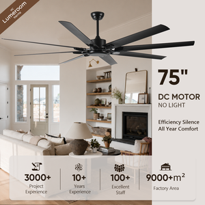 Ventilador de Techo Industrial de 75 Pulgadas sin Luz con Control Remoto, Aspas Grandes de ABS, Motor DC Silencioso para Garaje, Patio, Tienda - Product Image 2