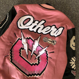 Chaqueta Universitaria Personalizada de Hermandad Griega |   Chaqueta Universitaria Rosa con Bordado de Logotipos para Universidad y Equipos - Product Image 6