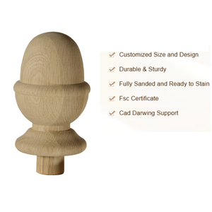 Embout de poteau d'escalier en chêne blanc Acorn, pièces d'escalier écologiques, durables, taille personnalisable, installation facile pour escalier intérieur/extérieur 1 - Product Image 2