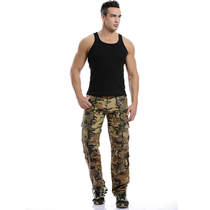 Pantalones cargo antiarrugas teñidos lisos con logotipo personalizado para hombre, pantalones tácticos de hombre con 6 bolsillos de algodón 100 por ciento - Product Image 3