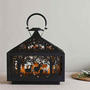 Dual Tone Antelope Cutwork Metal Candle Holder <b>Lantern</b> Modern Handmade Iron/SS/<b>Brass</b> Elegant Christmas Home Decor - Product Image 1