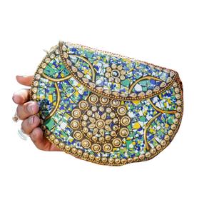 <b>White</b> Women Metal <b>Clutches</b> Vintage Handmade Mosaic <b>Clutch</b> Purse Bridal Women Party Ware at WHOLESALE PRICE by LUXURY CRAFTS - Product Image 1