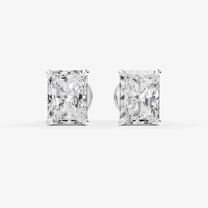 Aretes Solitarios Clásicos con Diamantes Cultivados en Laboratorio de Corte Radiante de 0.52 Quilates, EF-VVS2, en Oro Sólido de 14K, para Uso Diario, Regalo - Product Image 4