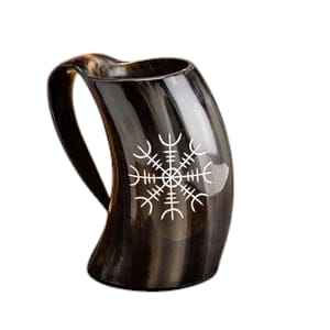 Tasse à corne de buffle naturel Poli Ale Beer Mead Mug pour cadeaux Gravé à la main - Product Image 3