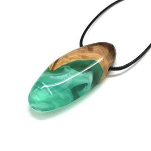 Factory Supply Wood Resin Bar Pendant Necklace for Men & Women Stylish Gift for Back to School & Gifts - Product Image 1