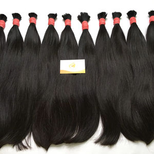 Cheveux humains vierges super double tirés vietnamiens et cambodgiens, de haute qualité, non traités, en vrac, noir naturel, ondulés, blanchis, Volos - Product Image 1