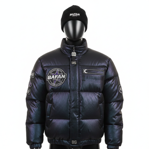 Veste matelassée pour homme de qualité supérieure, tissu en polyester haute densité GSM, noir gris, panneaux matelassés, logo personnalisé, veste matelassée pour homme - Product Image 6