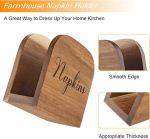 Porte-serviettes pour table en bois d'acacia pour porte-serviettes de cuisine décor de table de salle à manger distributeur de serviettes en bois droit pour intérieur - Product Image 3