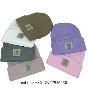 Écusson de broderie personnalisé avec logo pour l'hiver Bonnet en acrylique tricoté avec nœuds noirs unis 60 couleurs pour hommes femmes à revers en acrylique pour la plage - Product Image 2