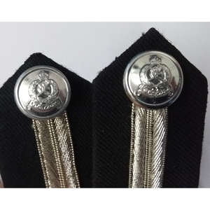 Insignia de Gorget Azul de Alta Calidad para Uniforme, con Detalles de Hoja Dorada y Botones Lisos Grandes - Product Image 5