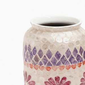 Vase décoratif en incrustation de nacre florale élégante pour salon décor à la maison Vase en coquille Capiz intérieurs modernes Vase à vadrouille - Product Image 3