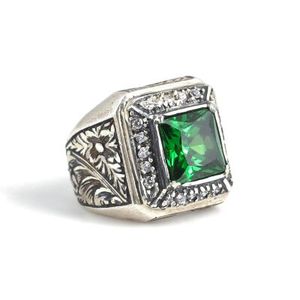 Anillo de Plata 925 con Circonita Geométrica de Corte Princesa y Piedra Natural para Hombre, Ideal para Uso Diario - Product Image 2