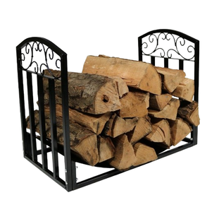 Sturdy Metal <b>Firewood</b> Rack and Black <b>Log</b> Carrier Rounded Wood Stora <b>Log</b> Holder Fireplaces Accessories Set Black Powder Coated - Product Image 1