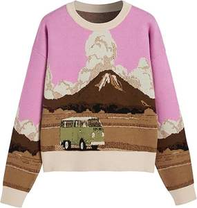 Sweat-shirt à manches longues et col rond pour femme, avec imprimé de chat, motif de dessin animé - Product Image 3