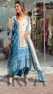 Traje Anarkali Salwar de diseñador para mujer, último césped estampado pakistaní para fiesta - Product Image 4