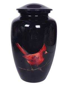 Urne funéraire pour cendres humaines en forme d'oiseaux cardinaux verts brillants - Product Image 4