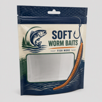 Sacs d'emballage personnalisés en plastique souple pour leurres de pêche (hameçons, vers, appâts) avec fenêtre transparente, fermeture éclair refermable et trou Euro