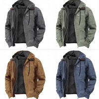 Blouson Bomber Hiver Homme en Toile Unie Décontracté XL Col Rond Respirant Imperméable Coupe-Vent Tissu Tricoté sur le Devant