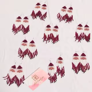 <b>Earrings</b> Seed Beaded <b>Long</b> Tassel <b>Earrings</b> Beaded Girls Sequins <b>Earrings</b> customized design by MD handicraft - Product Image 2