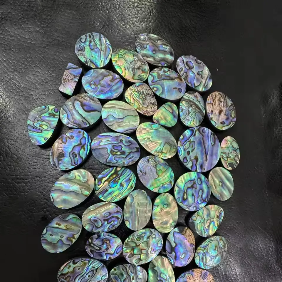 Batu permata Mineral hijau cangkang abalon alami Kelas AAA untuk perhiasan potongan Oval dan bentuk bebas ukuran tersedia