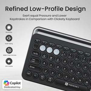 Clavier sans fil Portronics Bubble 3.0 pleine taille avec pavé numérique, multi-appareils Bluetooth et 2,4 GHz, rétroéclairage RGB, rechargeable, noir - Product Image 2