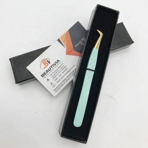 Pinzas de extensión de pestañas de acero inoxidable sostenibles profesionales al por mayor punta puntiaguda de etiqueta privada para volumen de arranque - Product Image 2