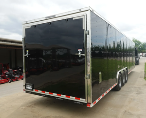 รถพ่วงบรรทุกสินค้าแบบปิด รุ่น New Hauler 8.5X32 อลูมิเนียมชุบสังกะสี หัวแบน สีดำ แบบสามเพลา รับน้ำหนักได้ 7000 ปอนด์ - Product Image 5