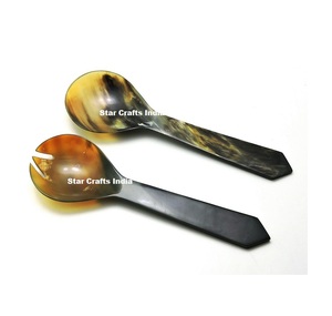 Nordic Style Horn Salad Server Spoon Sets Customized Natural Horn Kitchen Serving Tools Fancy <b>Gifts</b> Housewarming At Wholesale - Product Image 3
