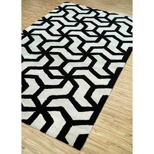 Tapis Taq-209 Contour gris et noir à motifs géométriques, tissé à la main en laine et viscose, pour usage domestique - Product Image 2
