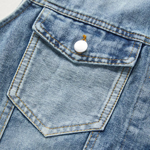 เสื้อกั๊กยีนส์สำหรับผู้หญิง คุณภาพสูง สไตล์สตรีทแวร์ ปกพับได้ แขนกุด เหมาะสำหรับใส่ในฤดูหนาว เสื้อกั๊กยีนส์สำหรับผู้หญิง - Product Image 4