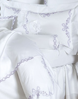 Parure de lit de luxe en satin de coton 100% de haute qualité avec broderie de ruban violet et chaîne, draps de lit pour la maison