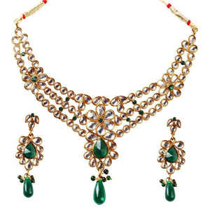 Tip Top Fashions 2200502 Fine <b>Jewelry</b> Set Gold Plated White <b>Kundan</b> Necklace Premium Quality - Product Image 1