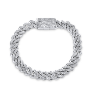 925 <b>Silver</b> <b>Cuban</b> <b>Link</b> Bracelet with Moissanite Diamond Bracelet 8mm Thin Two-Row Iced Out Hip Hop Style for Weddings and Gifts - Product Image 2