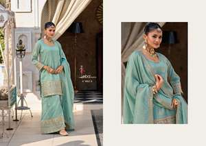 Tela de césped bordada con traje Salwar pakistaní de calidad superior con Dupatta y Palazzo disponibles a los mejores precios - Product Image 4