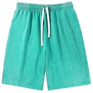 Último modelo 2025 Sweat Short Fleece Cotton con cordón elástico transpirable para hombre Stone Washed Vintage Pink Sweat Shorts - Product Image 5