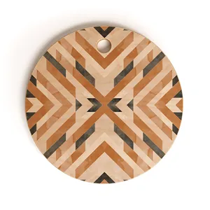 Tabla de cortar redonda de esmalte de madera de la mejor calidad, tabla de cortar de fácil manejo con lados diseñados a precio mayorista - Product Image 1